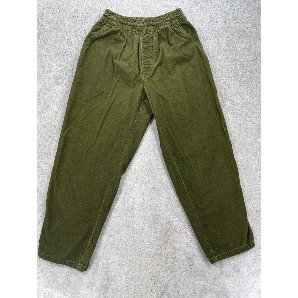 Polar Skate Co Surf Pants Mens XS Green Corduroy Tapered Elastic Waist Casual
